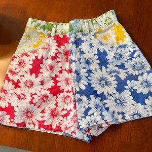Flowered Jean Shorts. Large. Size 10-12